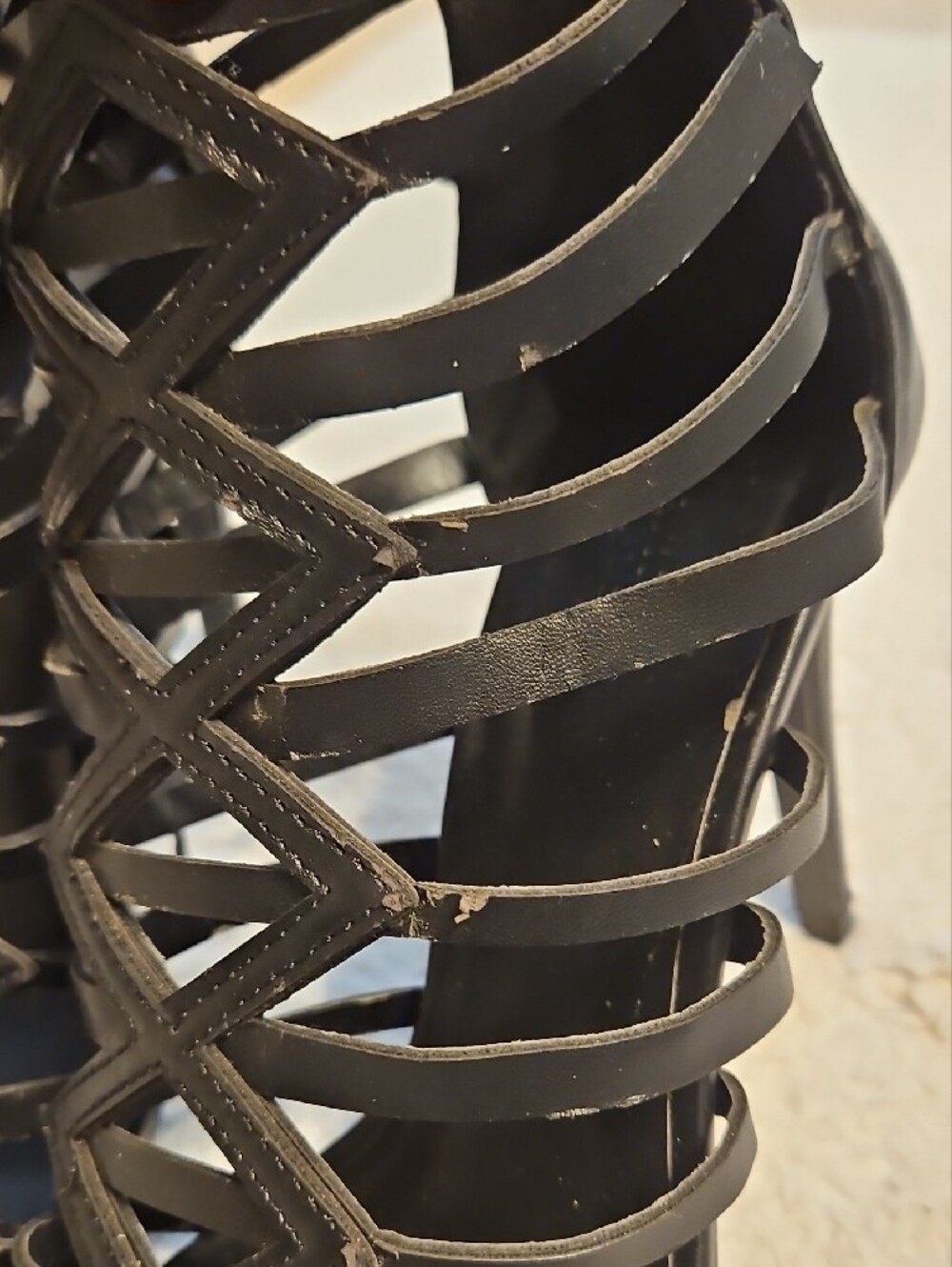 Black Strappy Gladiator High Heel Sandals - Picture 3 of 11